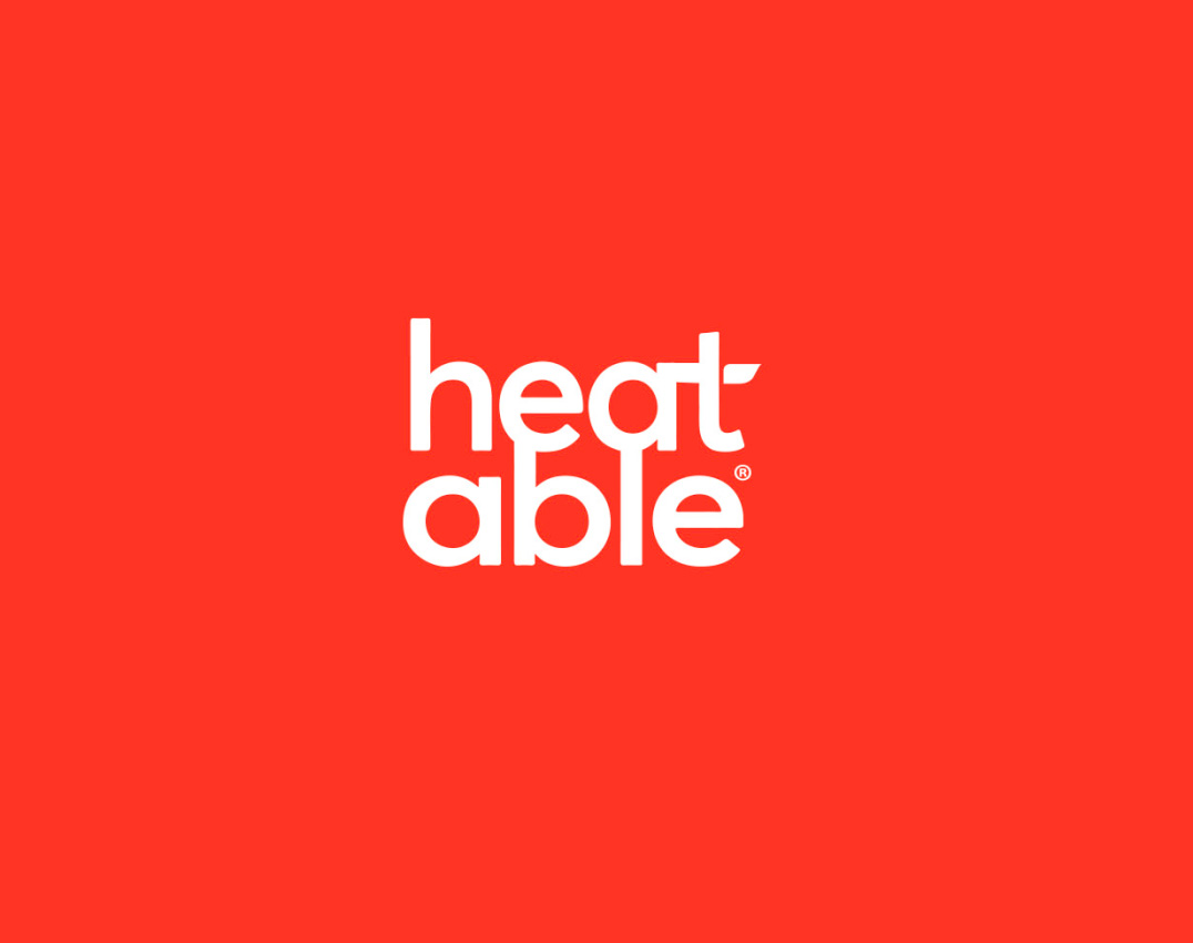 Heatable logo on red background – creative brand identity project from a renewable energy marketing agency