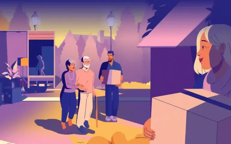 Cover image of an illustration in Lighthouse Credit Union’s style, depicting diverse people engaging in activities that represent community and financial services.